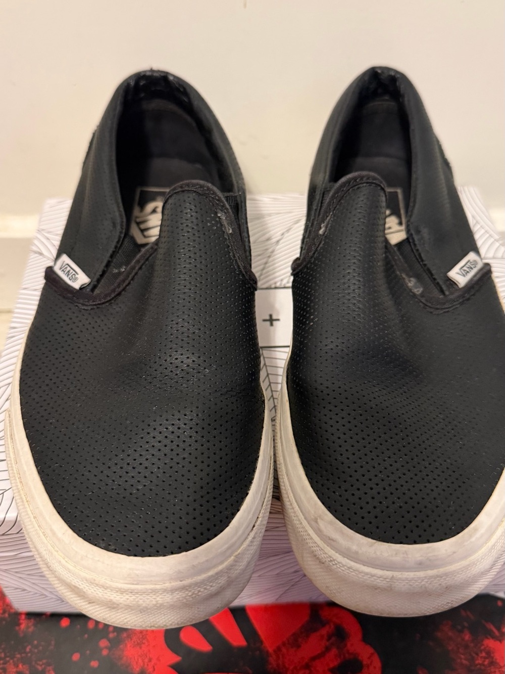Vans Black Perforated Slip-On Loafers Size 7.5